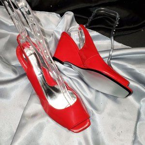 NEW NATURALIZER red sling back wedge heels SHIRO 8